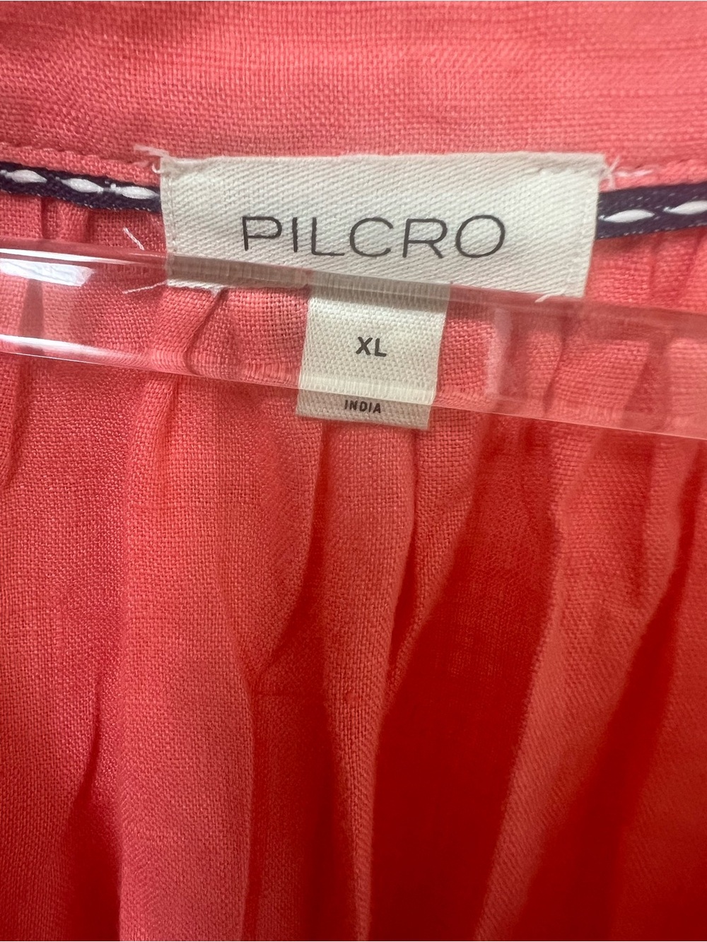 Anthropologie Place Coral Split-Neck Short Sleeve Blouse - Picture 7 of 10